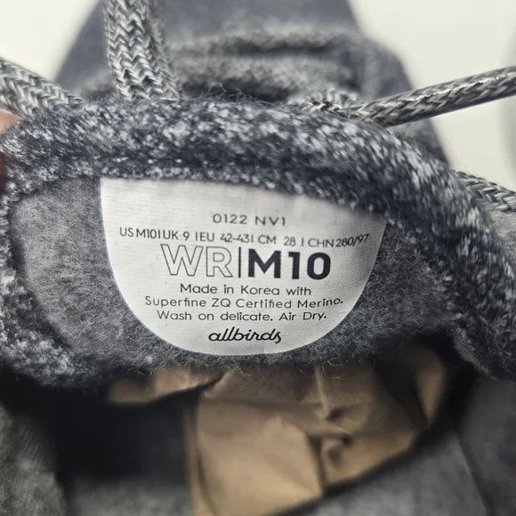 Allbirds Wool Runners Dark Gray Knit Sneakers Size Men's 10 Women's 11.5 - Picture 10 of 11